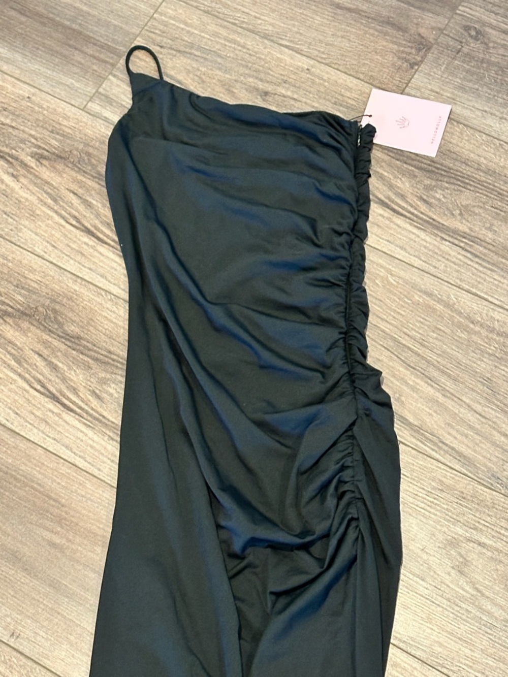 NWT! Hello Molly Taking All Night Black One-Shoulder Maxi Dress with High Slit - Picture 6 of 12